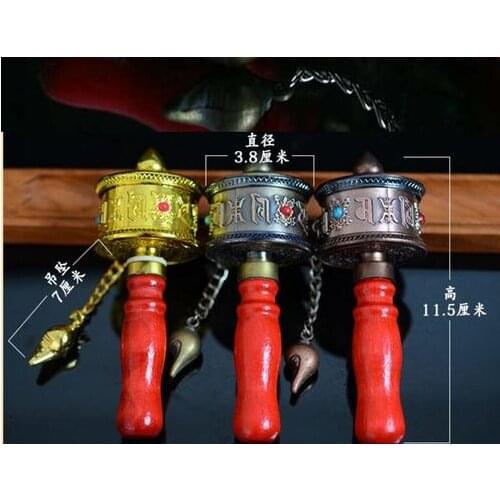 Nepal Copper Tibetan Buddhism Buddhist Color Small Hand Held Prayer Wheel Mantra Random Color