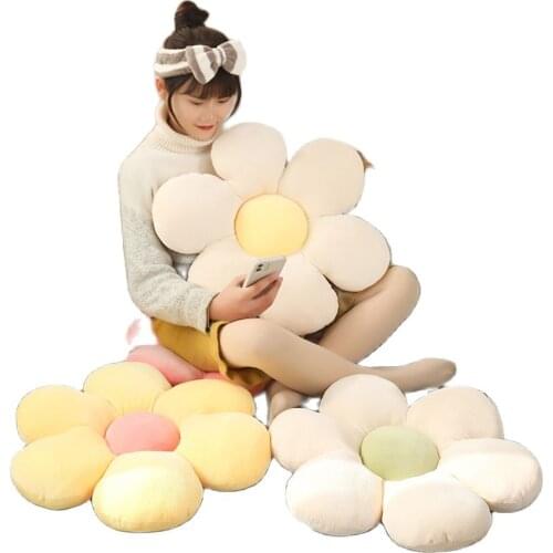 New Arrive 37-56cm Squishy Plush Plant Pillow Stuffed Flowers Seat Cushion Pink Yellow Green Chair Decoration