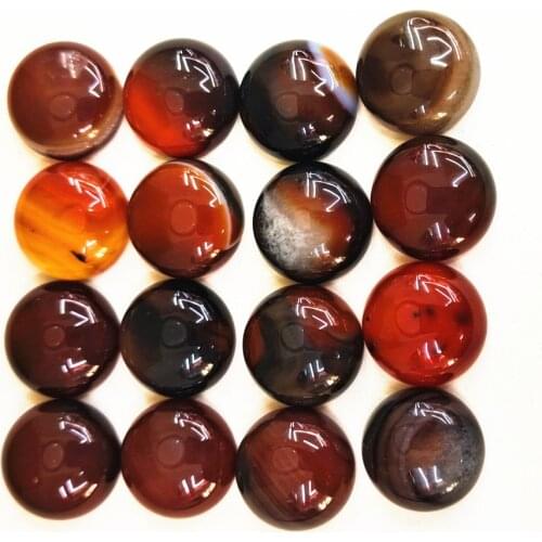 Wholesale 30 Pieces/each Batch of 2021 Fashion High Quality Natural Red Agates Round Cabochon Beads 16mm, Free Jewelry Making