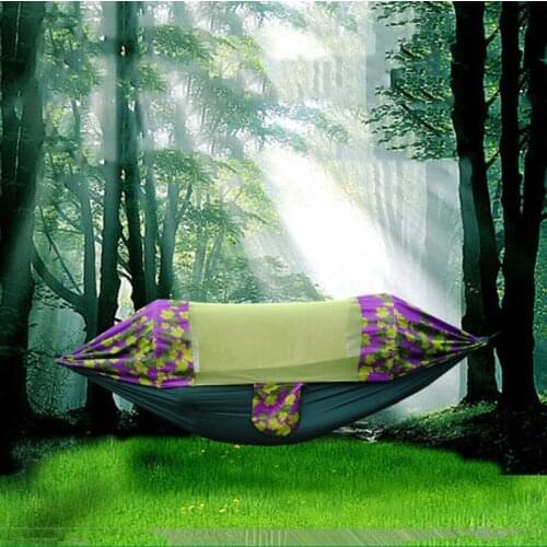 Parachute Cloth Quick Opening Mosquito Net Outdoor Camping Parent Child Activities Garden Printing Sun Shading Double Hammock