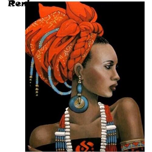 Full Square Round 5D Diy Diamond Embroidery African women Diamond Painting cross stitch Picture Of Rhinestone Decoration Home