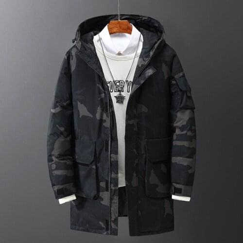 Mens Tooling Down Jackets Winter Thicken Warm Outdoor Mens Coats Casual Camouflage Solid Color Men Down Clothing Street Trendy