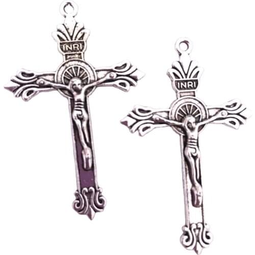 Free shipping 50pcs/pack one hole alloy rosary cross,rosary crucifix,religious alloy cross,antique silver Crucifix special offer