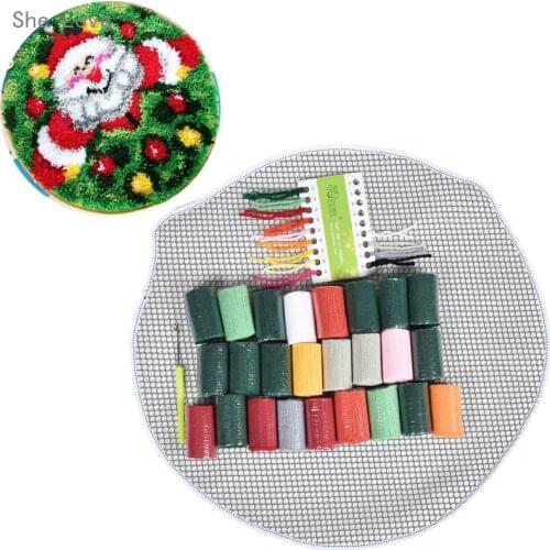 Chzimade Christmas Embroidery Latch Hook Rug Kits DIY Needlework Unfinished Crocheting Decorative Carpet