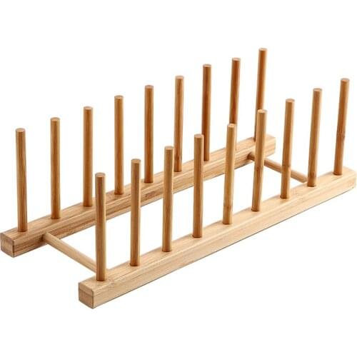 Dinnerware Plate Drying Shelf Storage Organizer Kitchen Dish Drain Rack Wooden Book Cup Display Stand 8 layers Drainer Holder G