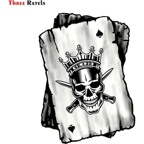 Three Ratels FC1 B&W Ace Playing Cards Skull Design With Old School Gamer Motif Vinyl Car Motorcycle Sticker Decal