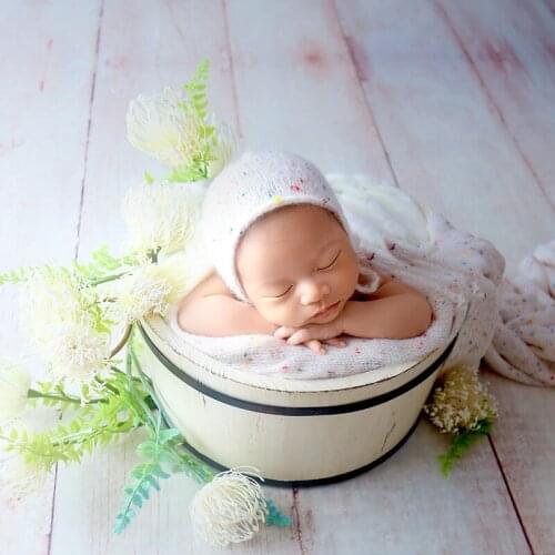 Newborn Kintted Wrap Bonnet Set Baby Outfit Photography Props Dots Sweater Stretch Wrap Baby Photo Props Basket Stuffer