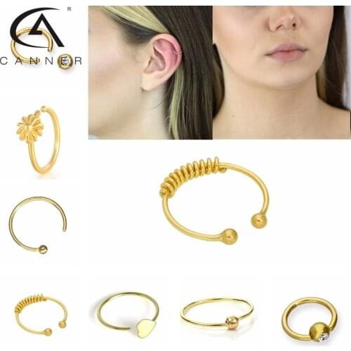 CANNER 1pcs U Shaped Fake Nose Ring Hoop Septum Rings 925 Sterling Silver Nose Piercing Fake Body Piercing Oreja Pircing Jewelry