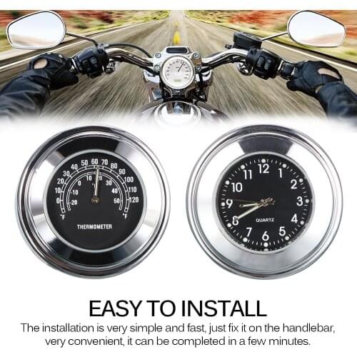 Aluminum Alloy Handlebar Universal Motorcycle Dust-Proof Quartz Clock Motorbike Luminous Timetable Temperature Handlebar Watch