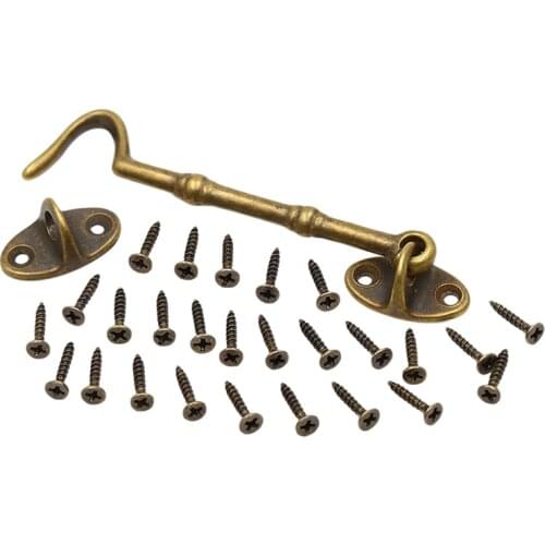 Vintage Antique Bronze Wind Brace Cabin Hooks Window Stay Catch Eye Bolt Hasp For Window Cabinet Door