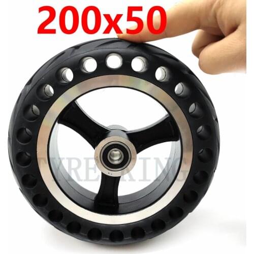 High Quality 200x50 Honeycomb Through Hole Solid Wheel 8" Scooter Solid Tyre with Alloy Hub for Electric Scooter