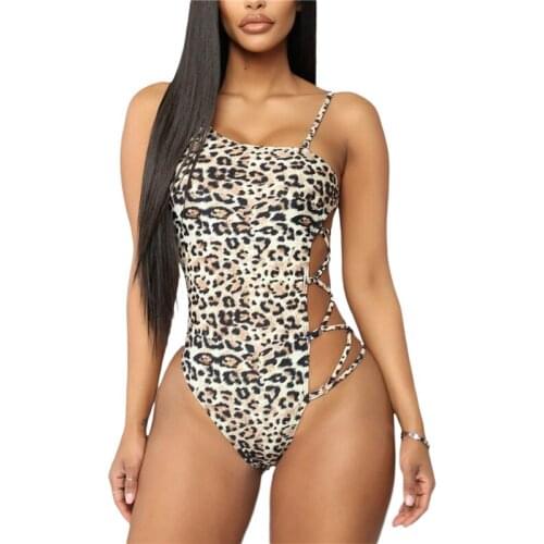 Women Sexy Close-fitting Swimming Bodysuit Suspender Sleeveless Tie Up One-piece Black/ Beige/ Yellow Women Bikinis Set