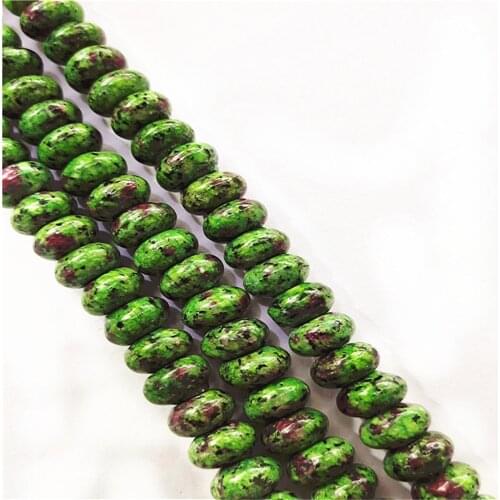 1 Strand/67pcs 10x6mm Wholesale Green Ruby in Fuchsite Abacus Spacer Loose Beads DIY Jewelry Accessories 15.5inch S438