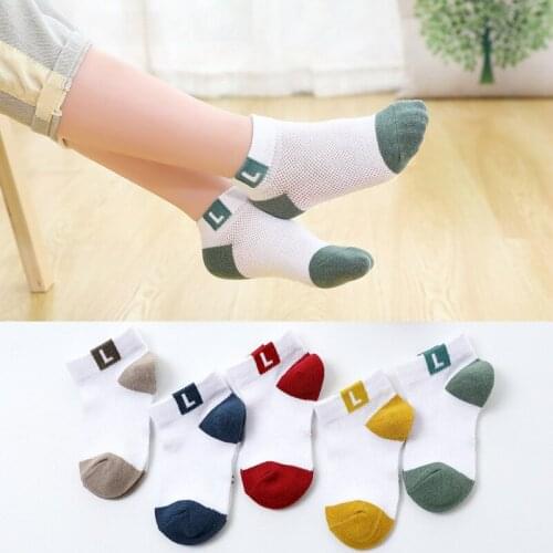 5 Pairs/Lot Children Cotton Socks Boy Girl Baby Infant Ultrathin Fashion Breathable Solid Mesh Socks For Summer 1-16 Teens Kids