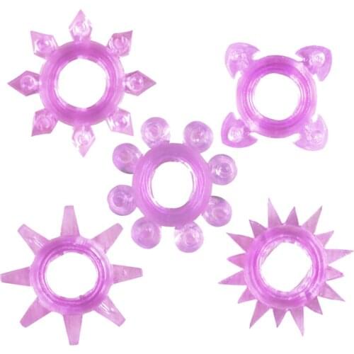 5pcs/lot Mens Cock Ring Vibrator Massage Male Penis Rings Hot Adult Sex Aid Love Toys Product