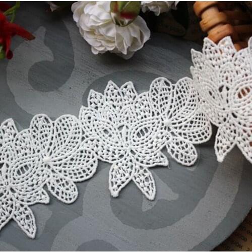5yards/ Lot Width 7cm Off White Water-soluble Embroidery Lace Fabrics,Delicate Lace Trim Diy Free Shipping
