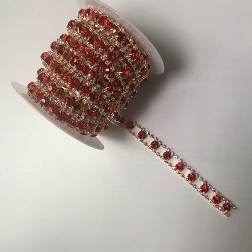 5Yards Rhinestone Trim For Wedding Dresses Bridal Crystal Rhinestone Applique DIY Decoration Red Chain