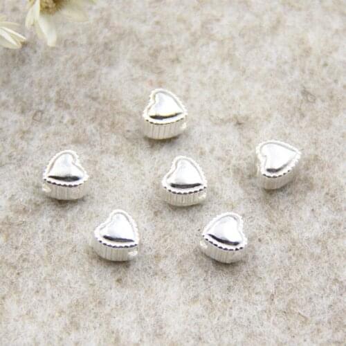 925 sterling silver Heart-shaped heart embossed small spacer Beads for making jewelry accessories 5mm 3pcs