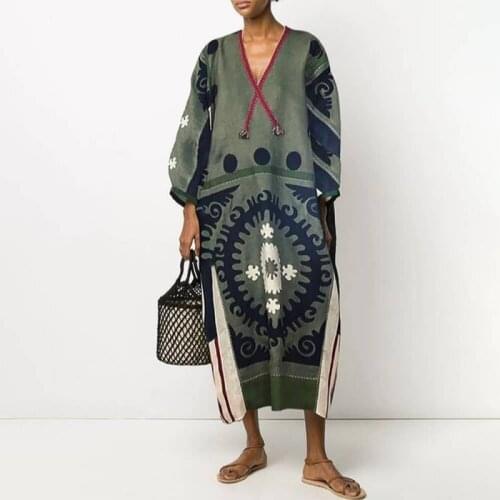 African Long Dresses For Women Dashiki Print News Tribal Ethnic Fashion V-neck Ladies Clothes Casual Sexy Maxi Dress Robe Party