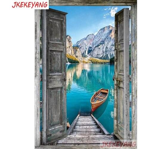Full Square Drill 5D DIY Diamond Painting Beautiful scenery outside the door Embroidery Cross Stitch Mosaic Y3579