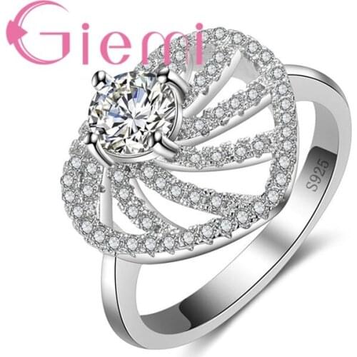 Fast Shipping Geometric Crystal Rings for Women Anniversary Wedding Ceremony Accessories925 Silver and CZ