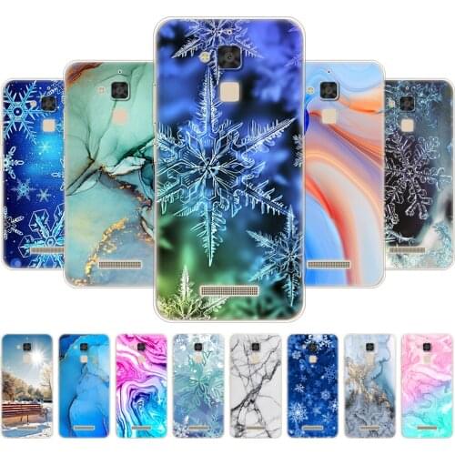 For ASUS Zenfone 3 MAX ZC520TL Case 5.2" Back Cover FOR Zenfone 3 MAX ZC520TL Soft Silicon marble snow flake winter christmas