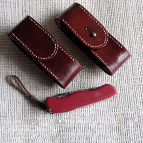 Handmade Leather Belt Pouch Vegetable Tanned Leather Protective Case for 111mm Workchamp Victorinox Swiss Army Knife