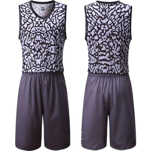 Black And White Patterned Basketball Suit MenS Customized Game Uniform Sport Training Uniform Vest Breathable Jersey Basketball