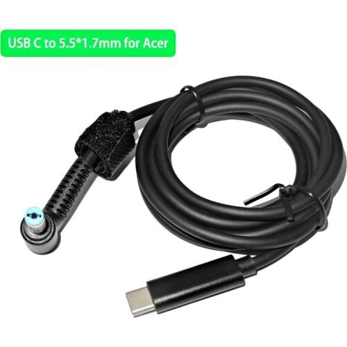 DC 5.5 x 1.7mm Power Supply Plug Connector Converter Cable Cord 19V USB Type C PD Charging Cable for Acer Aspire Laptop Adapter