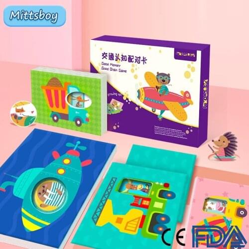 Baby Cognition 3D Puzzles Toys Toddler Cards Matching Game Cognitive Cards Traffic Animals Sets Pair Educations Toy for Children