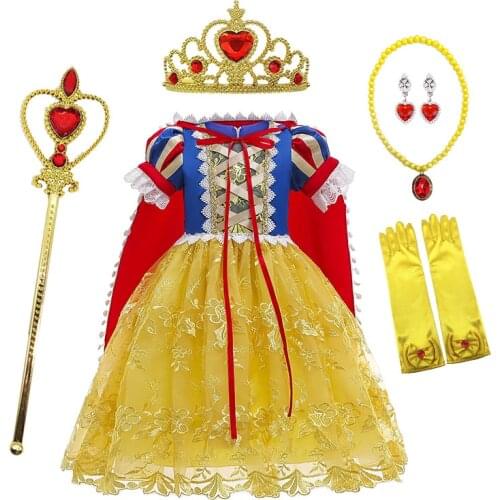 2021 Children Princess Dress for Girls Mesh Lace Cosplay Costume Kids Birthday Party Dresses Cloak Clothing Christmas Halloween