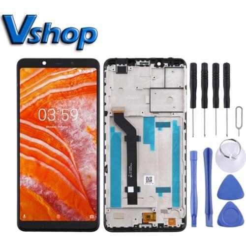 LCD Touch Screen Digitizer Full Assembly with Frame for Nokia 3.1 Plus TA-1118 Mobile Phone LCD Display Replacement Parts