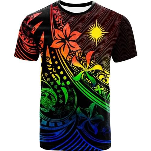 Marshall Islands T-Shirt The Flow Of Ocean Rainbow 3D Printed t-shirt Harajuku Streetwear T shirts Men For Women Short Sleeve