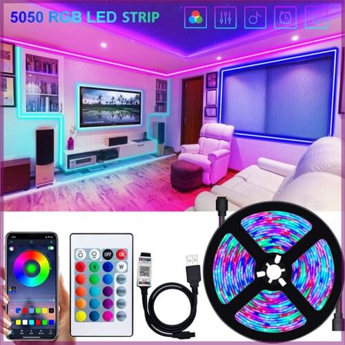 1M 2M 3M 5M LED Strip Light Flexible Lamp USB Bluetooth Led Lighting 5050 RGB Tape Diode For TikTok Light TV BackLight Party