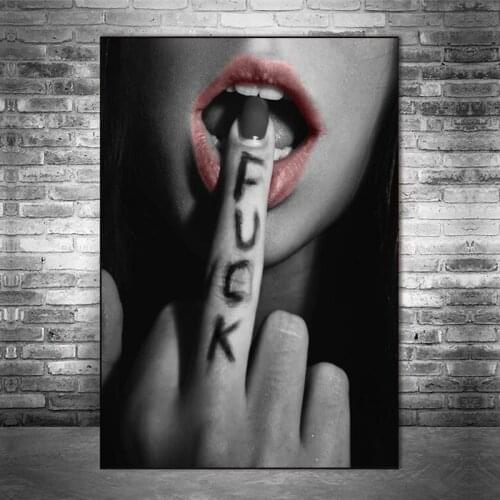 Sexy Lips With Finger Canvas Paintings On The Wall Art Posters And Prints Black And Withe Wall Pictures Home Decoration Cuadros