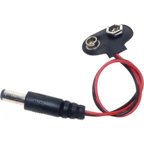 T Type 9V Battery Button with 5.5*2.1mm DC Power Plug Batteries Holder Adapter Storage Box Snap Connector with 10cm Cable Wire