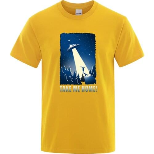 Outer Space Feeling Tshirts Cotton Summer Streetwear See Alien Spaceship Men Clothing Funny Hip Hop Tops Fashion Pattern T-Shirt