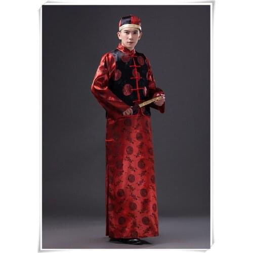 BALDAUREN Chinese Retro Wedding Tang Suit Groom Robe Mangear Landlord Costume Mens Elder Brother Wedding Toast Best Man Dress