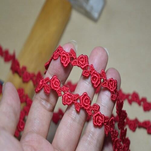 Free shipping (15yds/lot)beautiful red floral venise soluble Hight quality lace fabrics embroidered lace trim-17082703