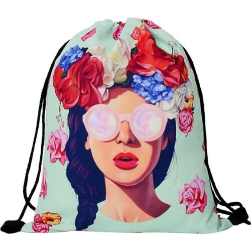 Mutilcolor Fashion School Drawstring notebook Bag Shoe Backpack girl prints women solid drawstring bags bolsa cordones mochila