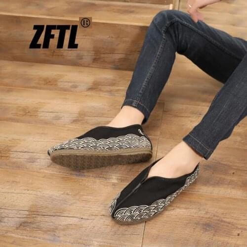 ZFTL Men casual loafers Costume show Tang shoes retro mens shoes Chinese traditional handmade slip-on Canvas male loafers 113