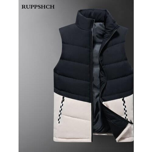 2021 Autumn Winter Men Stitching Vest Jacket Men Warm And Windproof Black And White Pocket Zipper Plus Size Vest Jacket Men Vest