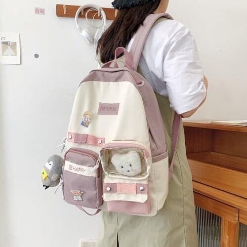 2021 New Fashion Backpack Women Korean Style Solid Color Schoolbag Mochila Mujer Soft Fabric Fashion Backpack for Teenage Girls