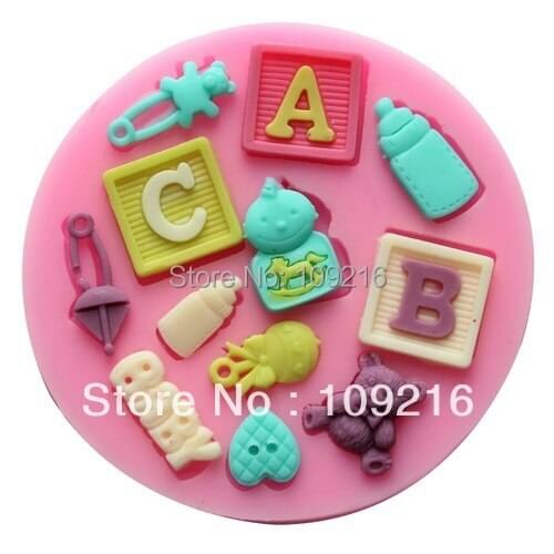 Wholesale !!!1pcs Mini New Style ABC & BABY etc. (F0490) Silicone Handmade Fondant/Cake Decorating DIY Mold