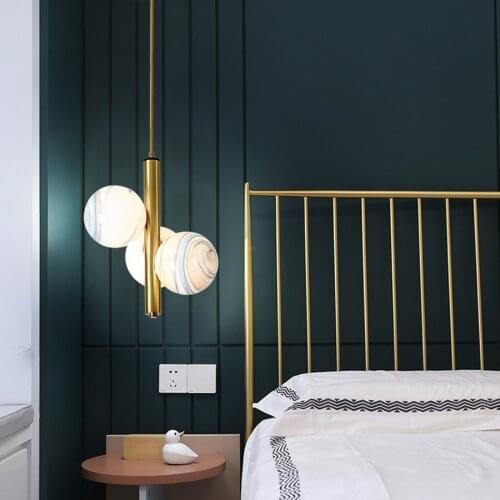 Nordic glass pendant light gold Ceiling kitchen lights hanging lamp Dining Room Bedroom Bedside suspension lamp