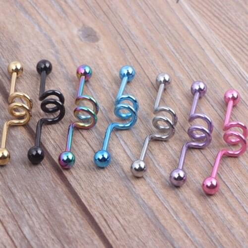 Industrial Scaffold Barbell Earring Double Belly Button Ring Anodized 14g 38mm long 7 color mix Body jewelry