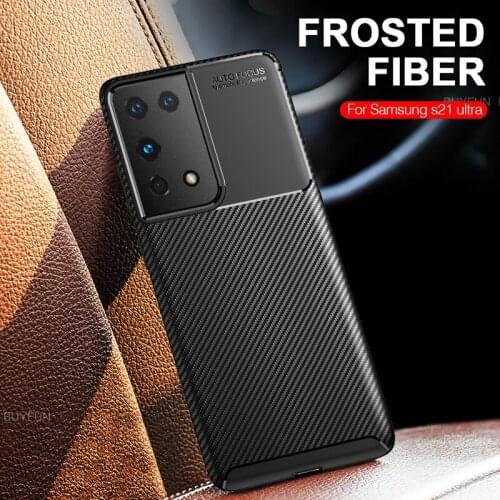 S 21 ultra case carbon fiber slim silicone bumper back cover for samsung galaxy s21 ultra plus s21ultra armor shockproof coque