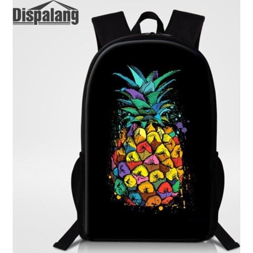 Pineapple Fruit Printed School Bags For Girls New Fashion Polyester Backpack For Children 16 Inch Large Capacity Shoulder Rugtas