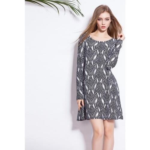 Slim Fit A Pattern Beach Dress T-Shirt Women 2020 Female Cover Ups Casual Loose Plus Size XXXL Geometric Print Dress Cotton