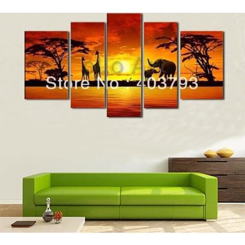 MODERN ABSTRACT HUGE LARGE CANVAS ART OIL PAINTING high grade africa landscape elephant home decoration